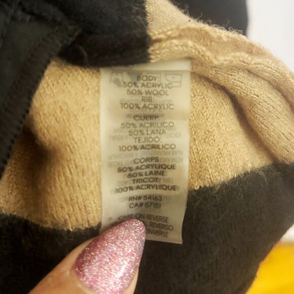 Calvin Klein Black/Brown Wool Long Open Cardigan Womens Size L - Picture 3 of 6